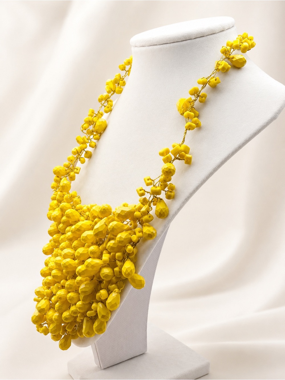 Zara Bright Yellow Multi-Strand Beaded Necklace